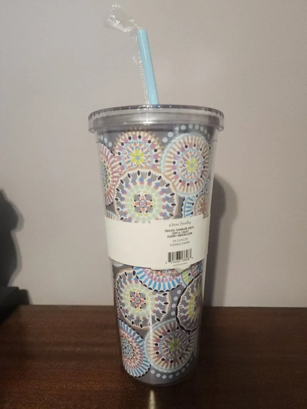 Vera Bradley 24oz Travel Tumbler Sunny Medallion Design